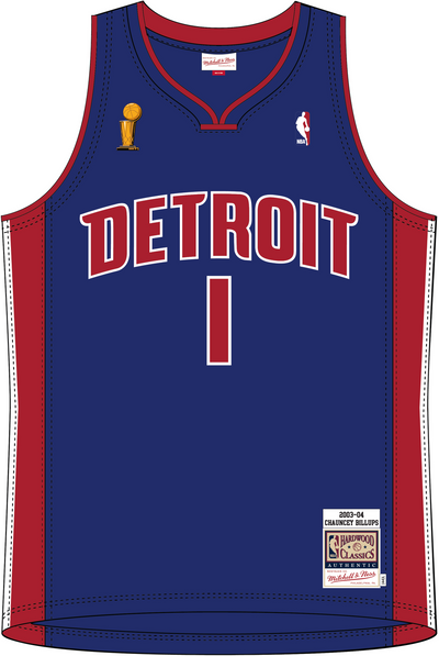 Mitchell & Ness Chauncey Billups Detroit Pistons 2003 Royal Dark Finals Jersey