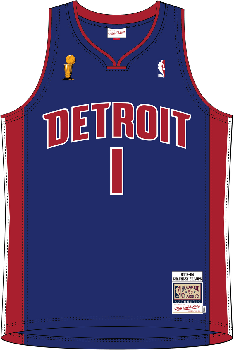 Mitchell & Ness Chauncey Billups Detroit Pistons 2003 Royal Dark Finals Jersey