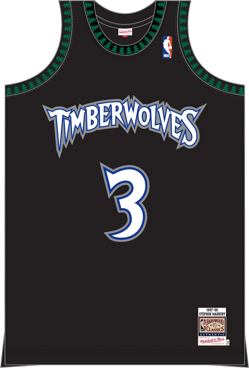 Mitchell & Ness Stephon Marbury Minnesota Timberwolves 1997 Black Authentic Alt Jersey Stephen
