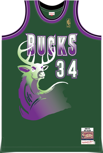 Mitchell & Ness Ray Allen Milwaukee Bucks 1996 Dark Green Authentic Alternate Jersey
