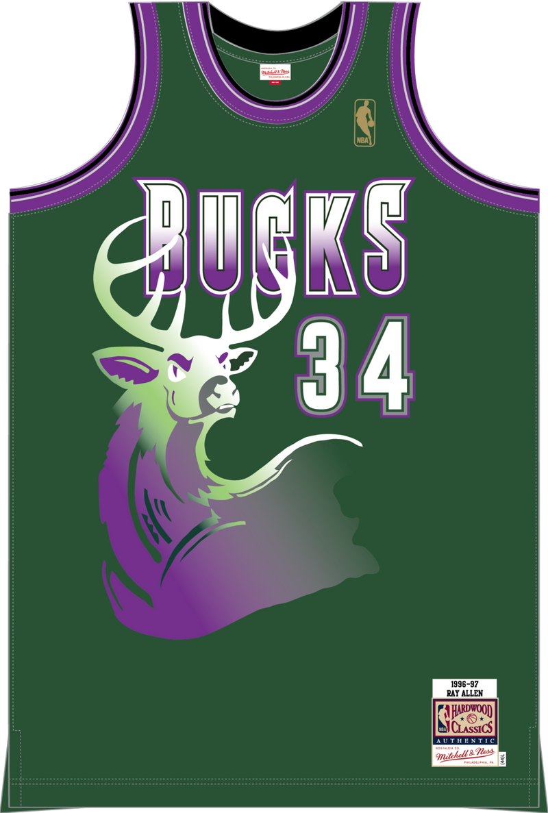 Mitchell & Ness Ray Allen Milwaukee Bucks 1996 Dark Green Authentic Alternate Jersey
