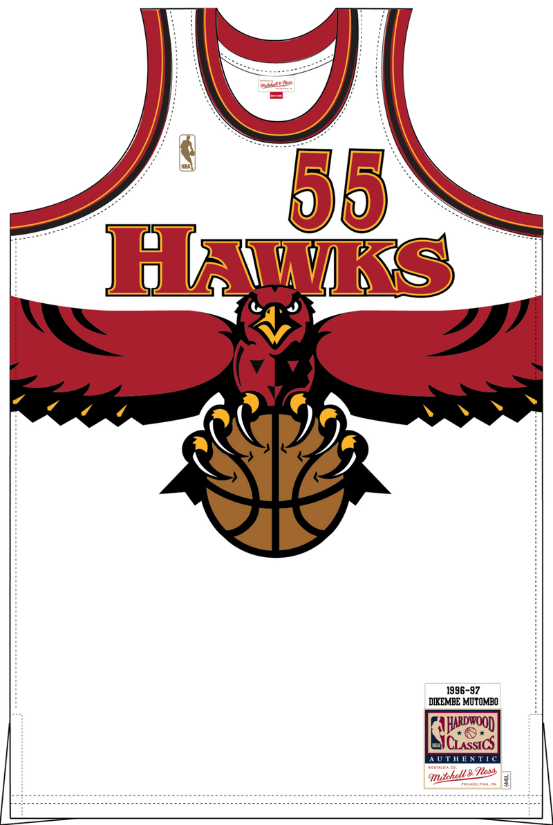 Mitchell & Ness Dikembe Mutombo Atlanta Hawks 1996 White Authentic Jersey