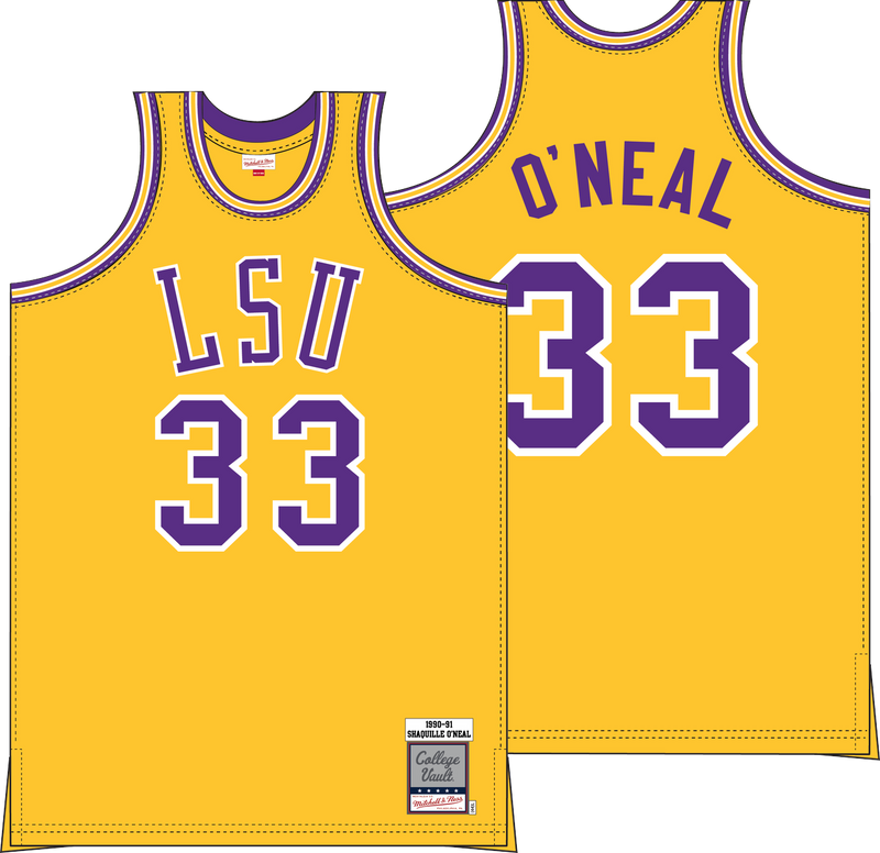 Mitchell & Ness Shaquille O'neal Louisiana State University 1990 Athletic Gold Home Jersey LSU Tigers