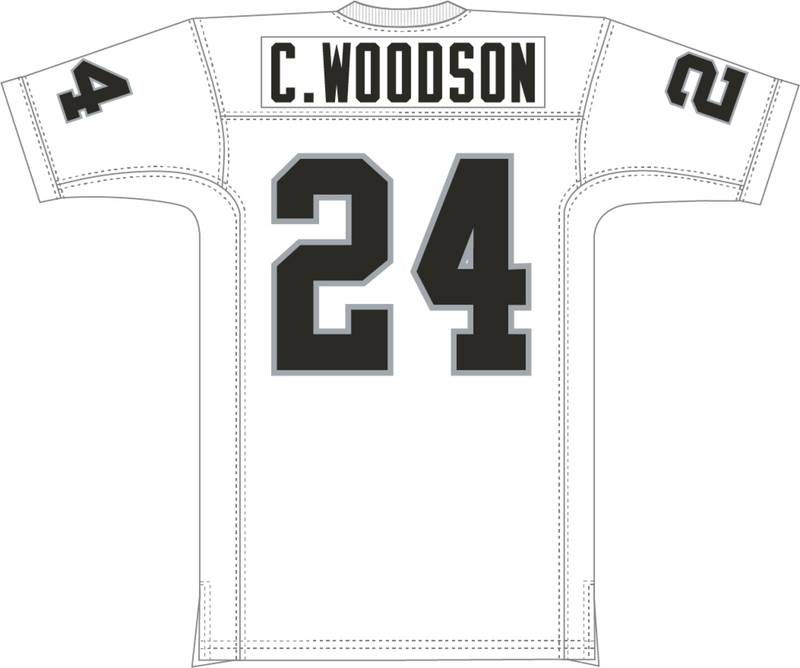 Mitchell & Ness Charles Woodson Oakland Raiders 2002 White Super Bowl Jersey