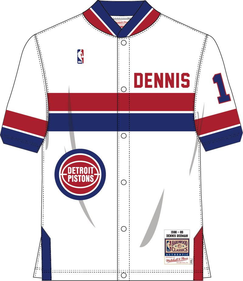 Mitchell & Ness Dennis Rodman Detroit Pistons 1988 White Shooting Shirt