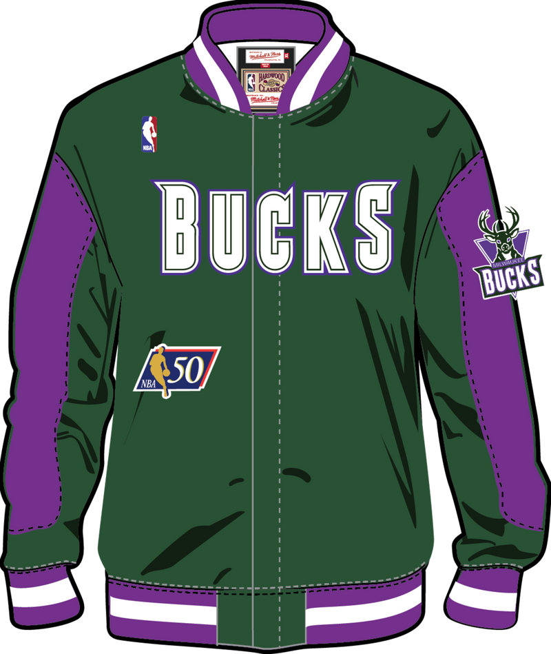 Mitchell & Ness Milwaukee Bucks 1996-97 Dark Green Authentic Warm-Up Jacket