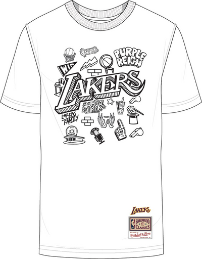 Mitchell & Ness Los Angeles Lakers White Doodle T-Shirt