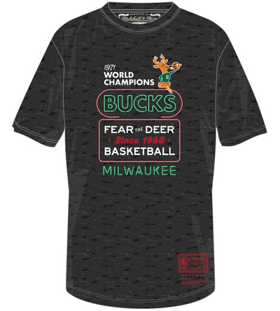 Mitchell & Ness Charcoal Heather Fear the Deer Neon T-Shirt