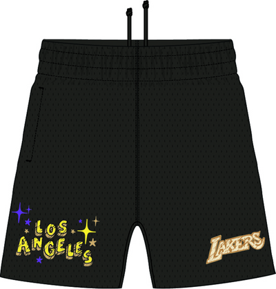 Mitchell & Ness Los Angeles Lakers Black Hardwood Classics Sidewalk Sketch Shorts