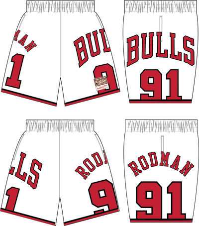 Mitchell & Ness Dennis Rodman Chicago Bulls White Maxxed Out Fashion Shorts