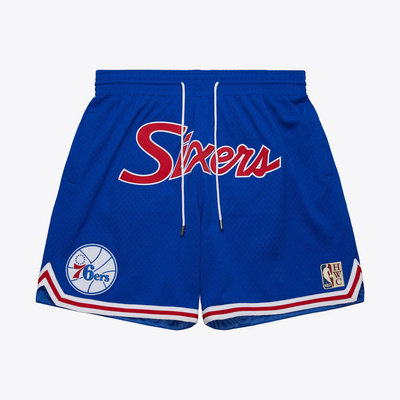 Mitchell & Ness Philadelphia 76ers Blue/Red Just Don Practice Shorts