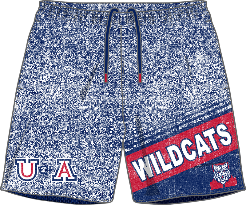 Mitchell & Ness University of Arizona Wildcats Multi Vintage Logo Playmaker Sublimated 7in Woven Shorts