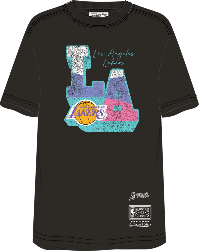 Mitchell & Ness Women's Los Angeles Lakers Black Stateside Pastel T-Shirt