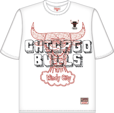 Mitchell & Ness Chicago Bulls White Striker Premium Graphic T-Shirt