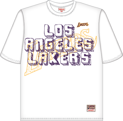 Mitchell & Ness Los Angeles Lakers White Striker Premium Graphic T-Shirt