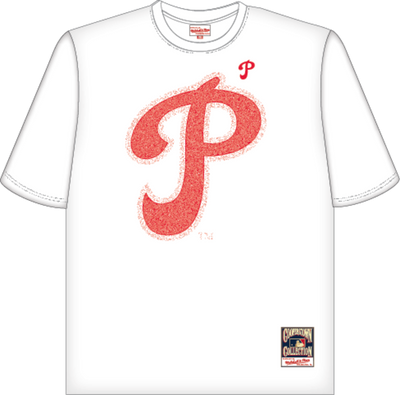 Mitchell & Ness Philadelphia Phillies White Striker Premium Graphic T-Shirt