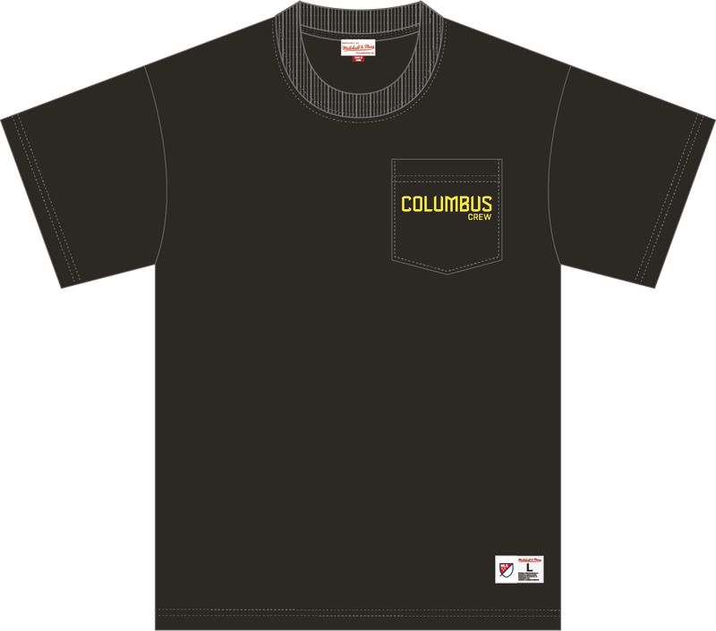 Mitchell & Ness Columbus Crew Black Current Logo Double Hit Pocket T-Shirt
