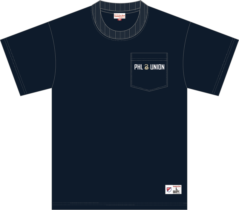 Mitchell & Ness Philadelphia Union Navy Current Logo Double Hit Pocket T-Shirt