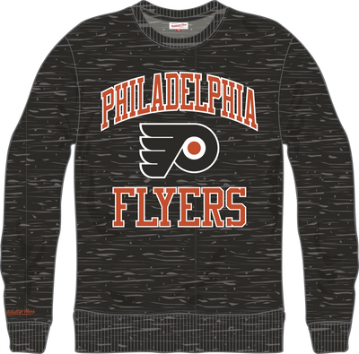 Mitchell & Ness Philadelphia Flyers Black Current Logo Playoff Win Fleece Crew Sweatshirt