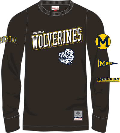 Mitchell & Ness University of Michigan Black Training Camp Long Sleeve T-Shirt Wolverines