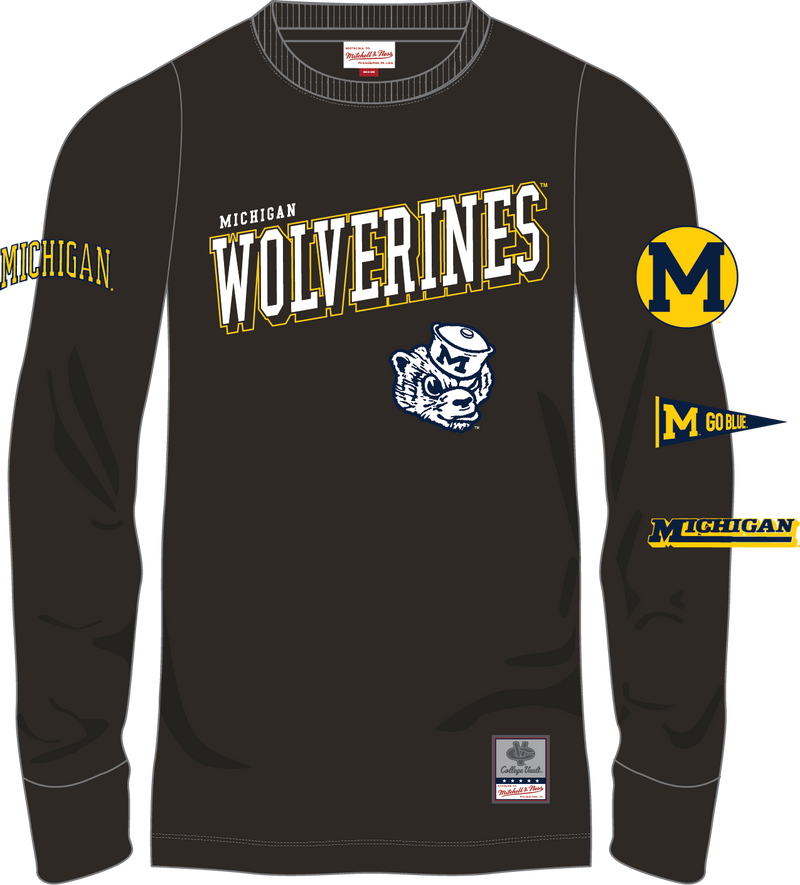 Mitchell & Ness University of Michigan Wolverines Black Training Camp Long Sleeve T-Shirt