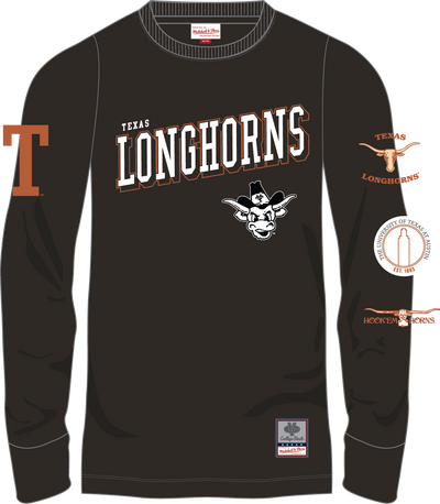 Mitchell & Ness University of Texas at Austin Black Training Camp Long Sleeve T-Shirt Longhorns