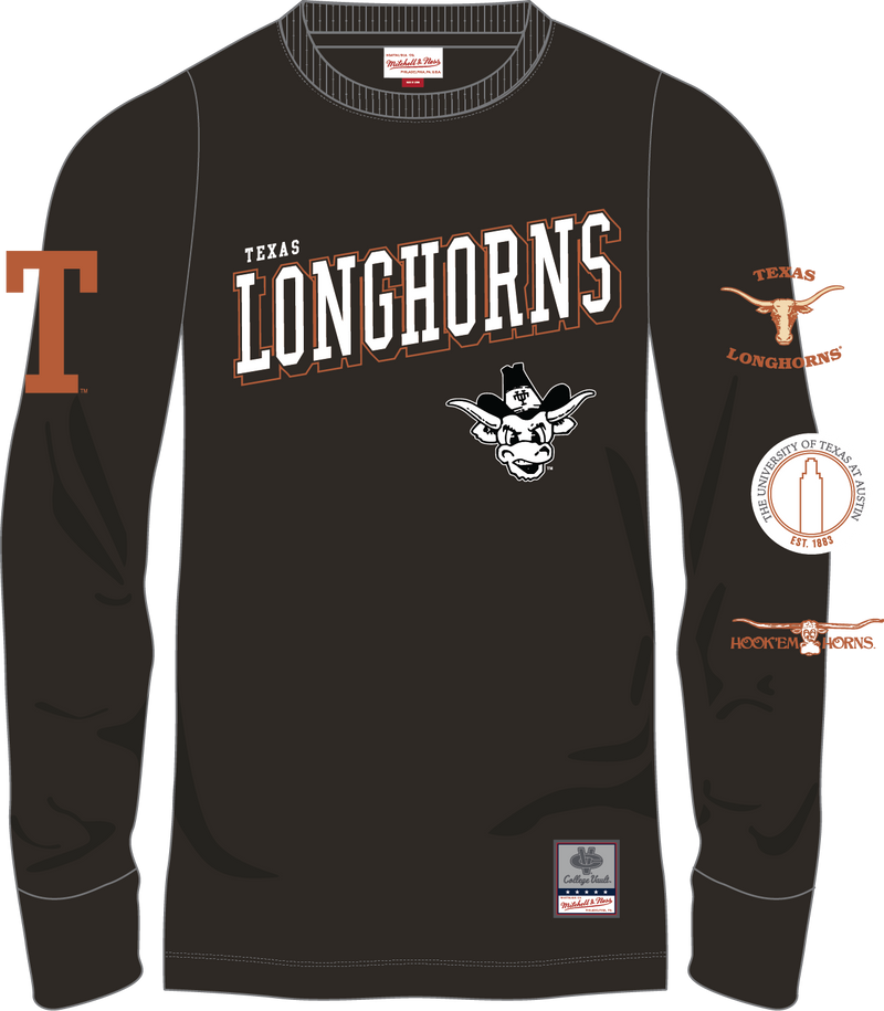 Mitchell & Ness University of Texas at Austin Black Training Camp Long Sleeve T-Shirt Longhorns