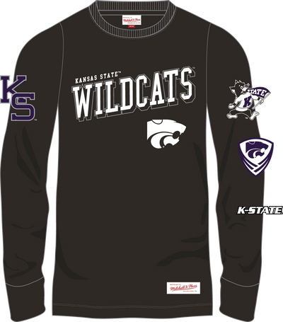Mitchell & Ness Kansas State University Black Current Logo Training Camp Long Sleeve T-Shirt Wildcats