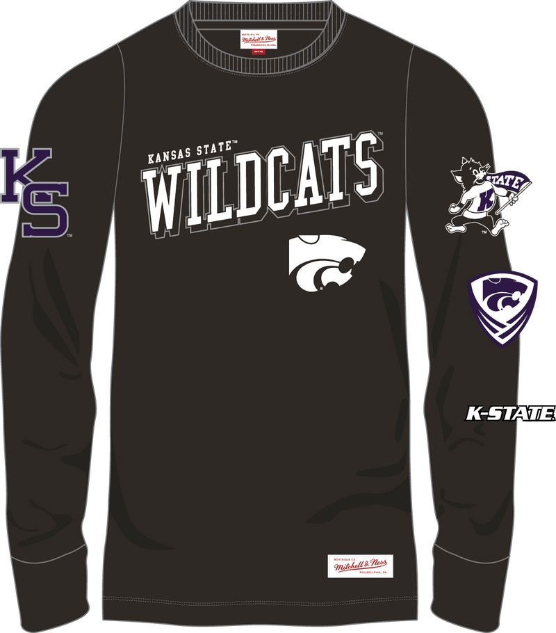 Mitchell & Ness Kansas State University Black Current Logo Training Camp Long Sleeve T-Shirt Wildcats