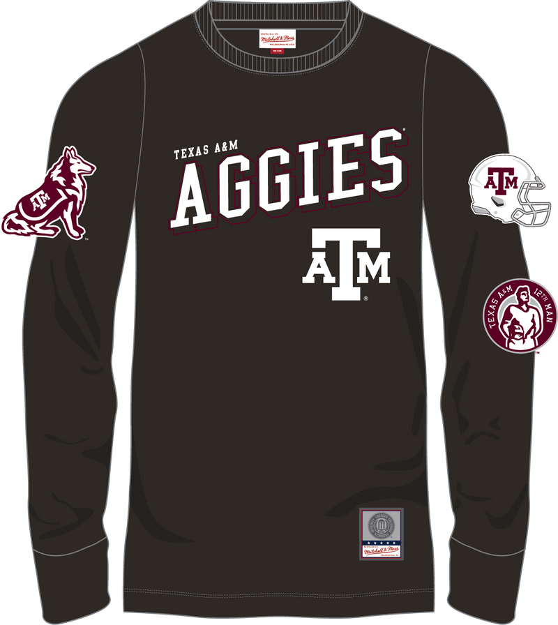 Mitchell & Ness Texas A&M University Black Training Camp Long Sleeve T-Shirt Aggies