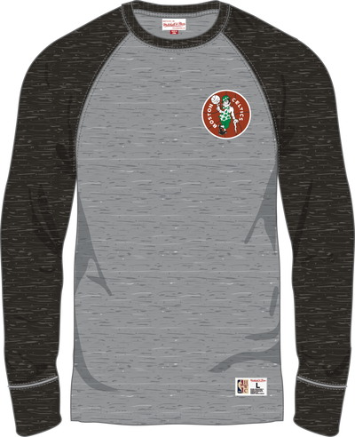 Mitchell & Ness Boston Celtics Grey Heather Legacy Collection Premium Long Sleeve T-Shirt