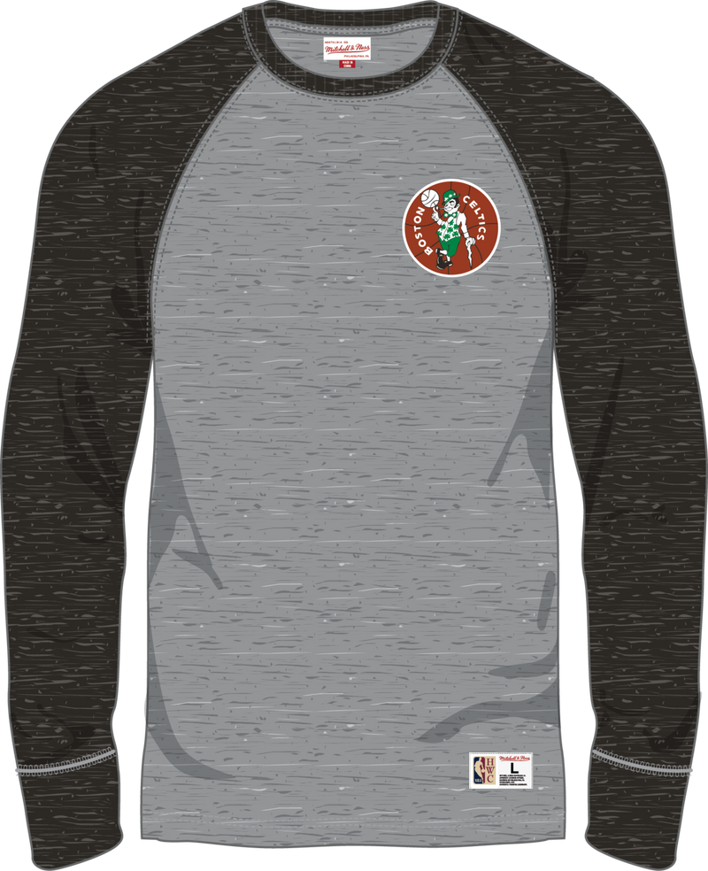 Mitchell & Ness Boston Celtics Grey Heather Legacy Collection Premium Long Sleeve T-Shirt