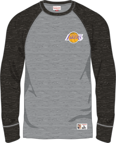 Mitchell & Ness Los Angeles Lakers Grey Heather Legacy Collection Premium Long Sleeve T-Shirt
