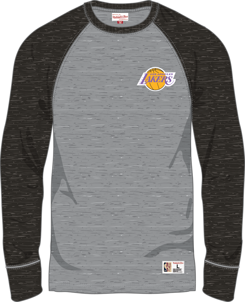 Mitchell & Ness Los Angeles Lakers Grey Heather Legacy Collection Premium Long Sleeve T-Shirt