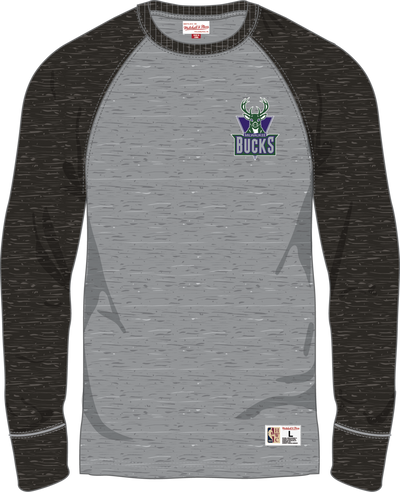 Mitchell & Ness Milwaukee Bucks Grey Heather Legacy Collection Premium Long Sleeve T-Shirt