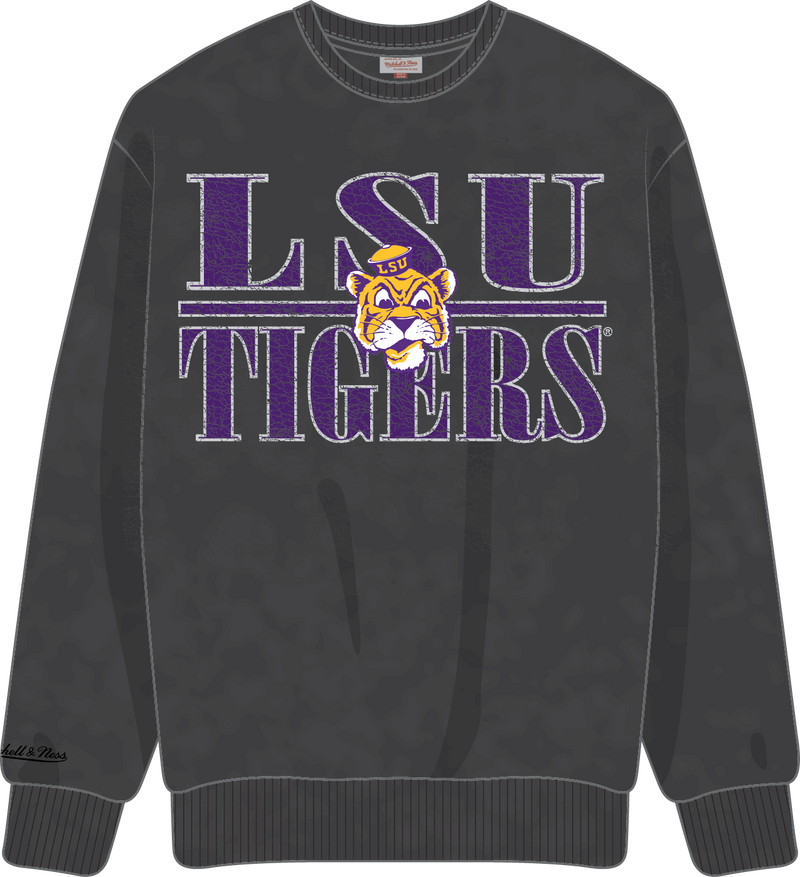 Mitchell & Ness LSU Tigers Black Downtown Collection Fleece Crew Sweatshirt