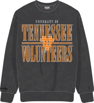 Mitchell & Ness University of Tennessee Black Downtown Collection Fleece Crew Sweatshirt Volunteers