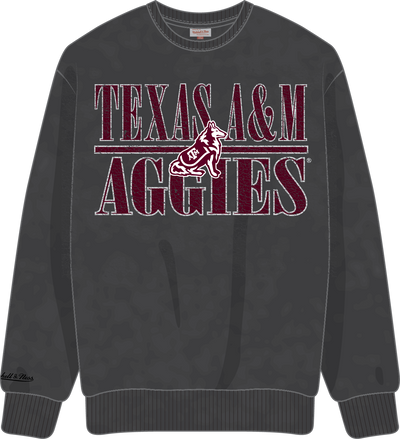 Mitchell & Ness Texas A&m University Black Downtown Collection Fleece Crew Sweatshirt Aggies