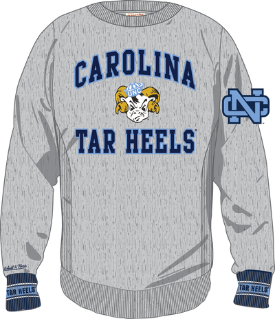 Mitchell & Ness North Carolina Tar Heels Grey Heather Team Celebration Fleece Crew Sweatshirt