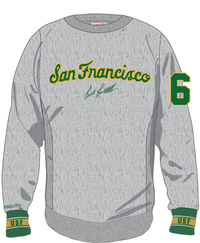 Mitchell & Ness University of San Francisco Grey Heather Team Celebration Fleece Crew Sweatshirt Usf Dons