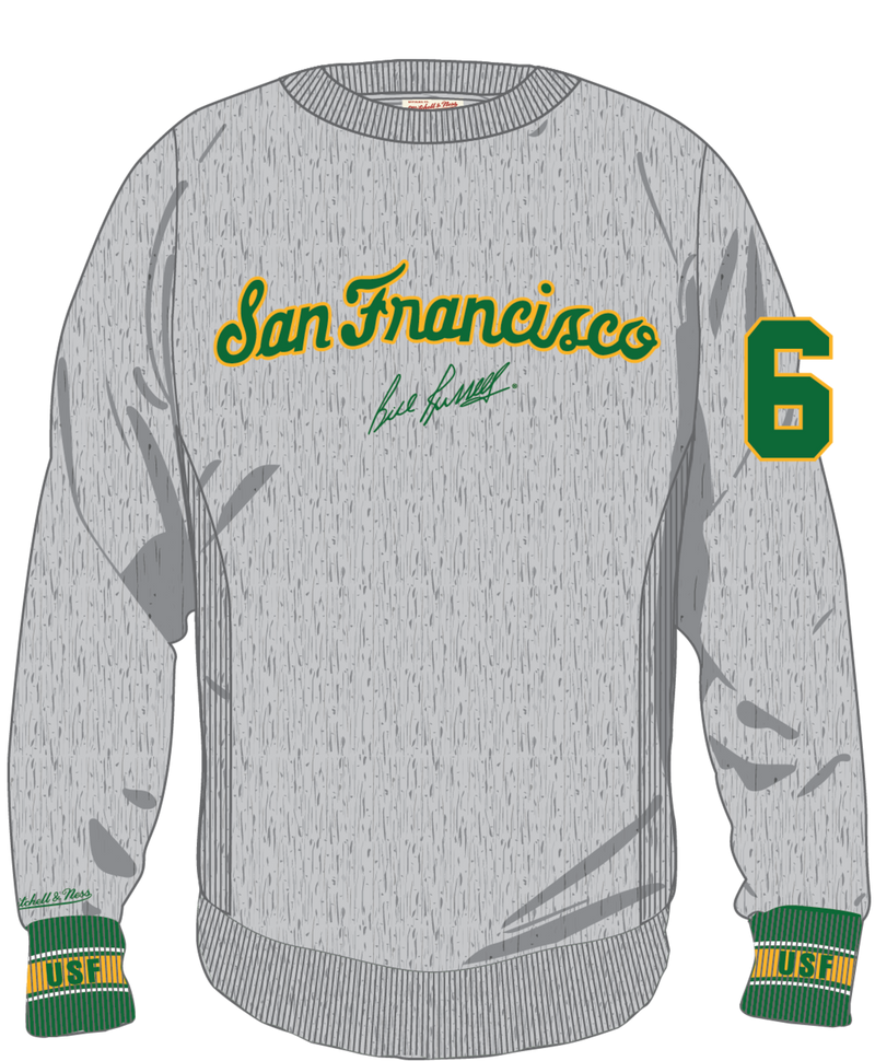 Mitchell & Ness University of San Francisco Grey Heather Team Celebration Fleece Crew Sweatshirt Usf Dons