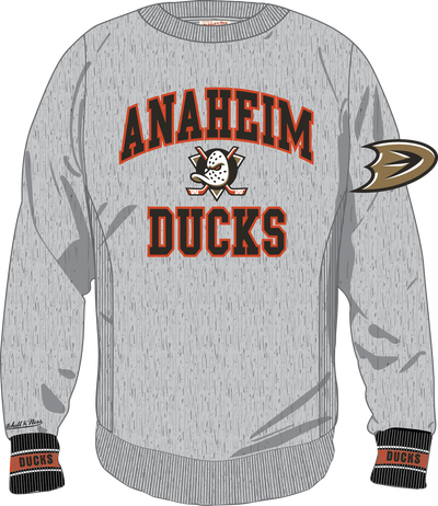 Mitchell & Ness Anaheim Ducks Grey Heather Team Celebration Fleece Crew Sweatshirt