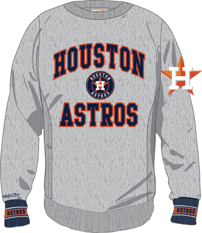 Mitchell & Ness Houston Astros Grey Heather Current Logo Team Celebration Fleece Crew Sweatshirt