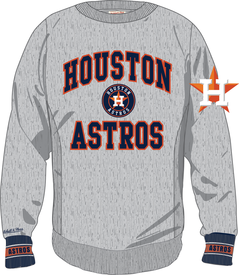 Mitchell & Ness Houston Astros Grey Heather Current Logo Team Celebration Fleece Crew Sweatshirt
