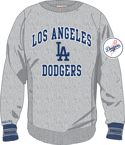 Mitchell & Ness Los Angeles Dodgers Grey Heather Current Logo Team Celebration Fleece Crew Sweatshirt