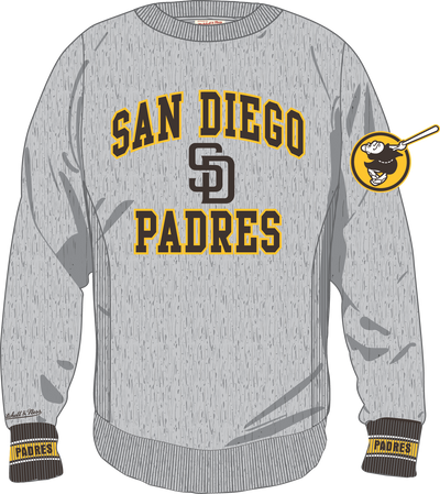 Mitchell & Ness San Diego Padres Grey Heather Team Celebration Fleece Crew Sweatshirt