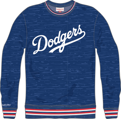 Mitchell & Ness Los Angeles Dodgers Cowboy Blue Current Logo Winning Streak Fleece Crew Sweatshirt