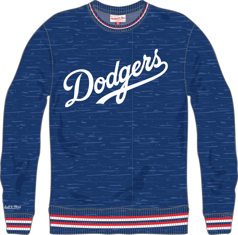 Mitchell & Ness Los Angeles Dodgers Cowboy Blue Current Logo Winning Streak Fleece Crew Sweatshirt