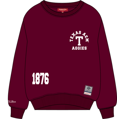 Mitchell & Ness Women's Texas A&m University Maroon Lightweight Crewneck Sweatshirt Sweatshirt Aggies
