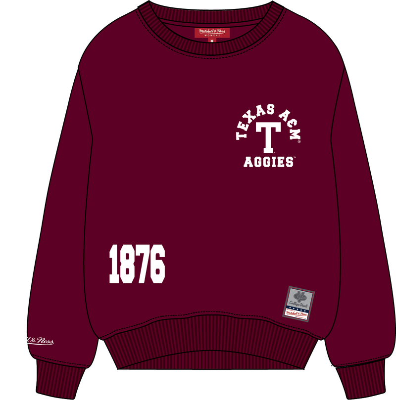 Mitchell & Ness Women's Texas A&m University Maroon Lightweight Crewneck Sweatshirt Sweatshirt Aggies